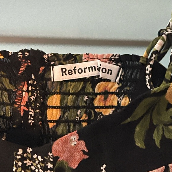 NEW REFORMATION Liza Shoulder Tie Top in Sicilia Lemon Floral Print ($128) Sz 12 - Picture 5 of 11